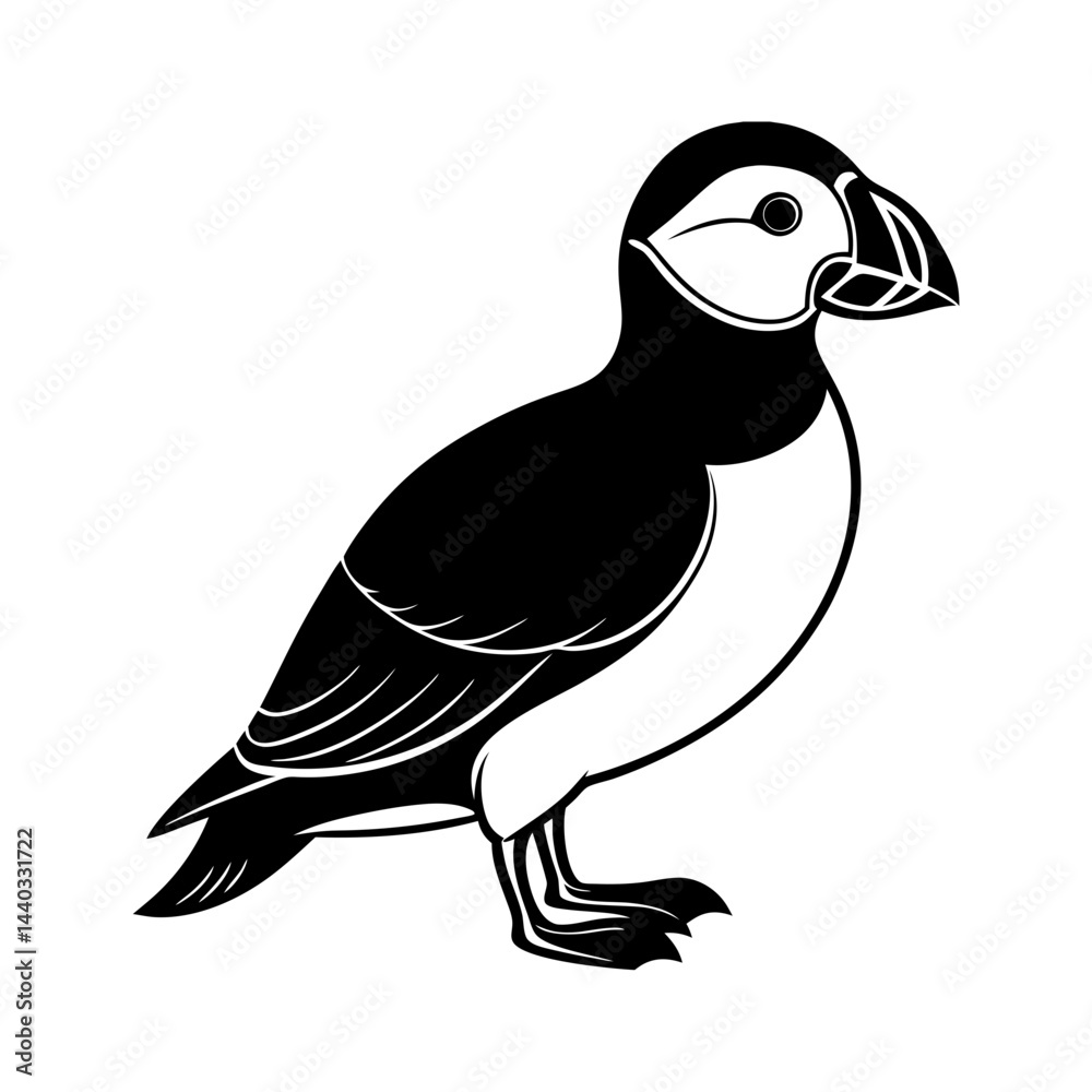 Obraz premium Download Puffin Birds Silhouette Vector Illustration Svg File For Design.