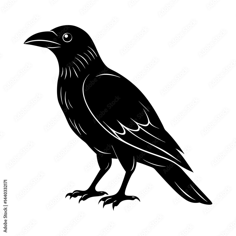 Obraz premium Download Rook Birds Silhouette Vector Illustration White Background Svg File For Design.