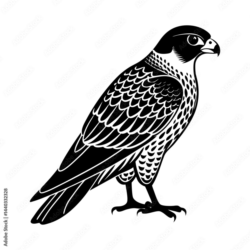 Fototapeta premium Download Peregrine Falcon Birds Silhouette Vector Illustration White Background Svg File For Design.