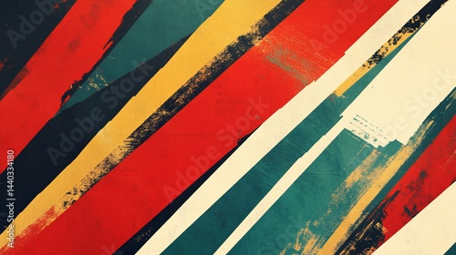 Expressionist abstract artwork with vibrant color bands and textured layers