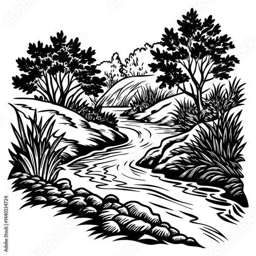 Download Babbling Brook And  Vector Illustrations Svg File For Design.