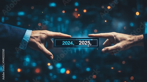 A businessmana??s finger interacts with a loading progress bar labeled 