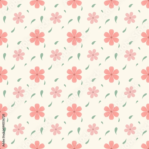 seamless pattern with pink flowers