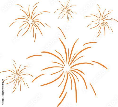 Orange fireworks burst illustration.