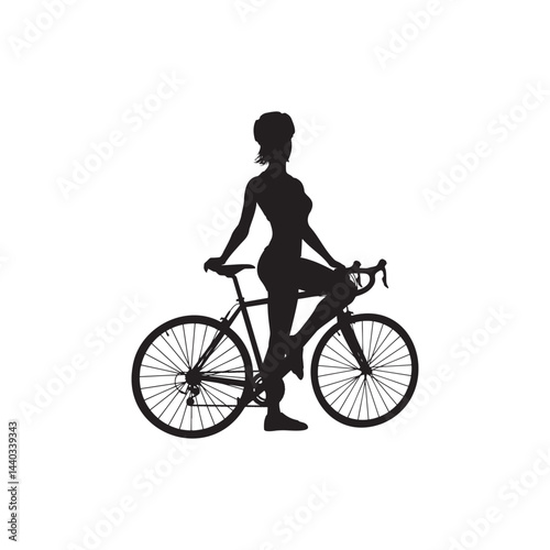 Woman riding bicycle silhouette.