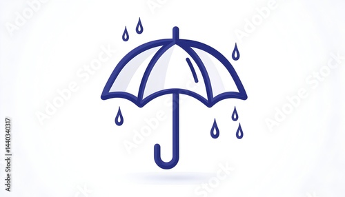 A simple line drawing of an umbrella with raindrops falling around it, symbolizing protection from the rain