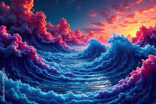 Interwoven undulating waves forming a hypnotic wallpaper design, texture, art, stylish