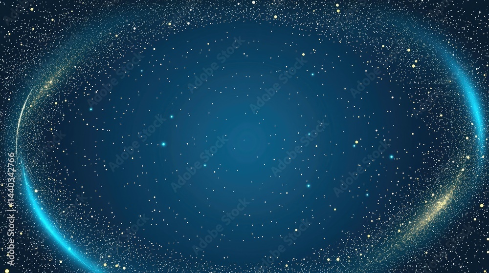 Fototapeta premium Cosmic Background with Blue and Yellow Stars Glimmering in a Dark Space Setting