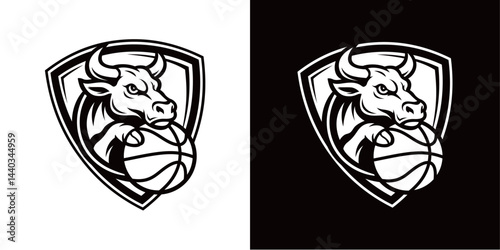 Bull head basketball team silhouette logo