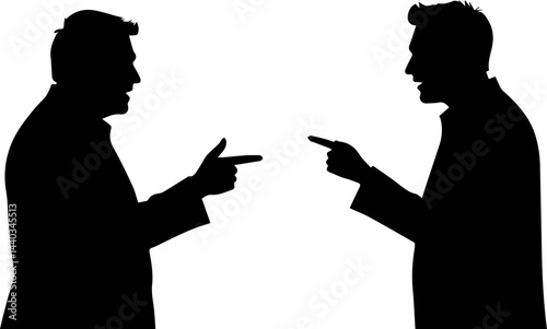 Silhouette of Two Men Arguing – Conflict and Disagreement