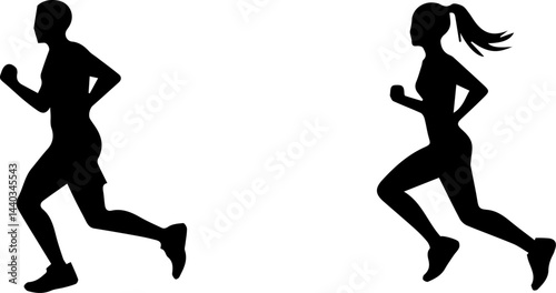 Running Silhouettes – Man and Woman Jogging Illustration
