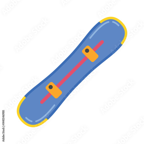 A snowboard featuring bindings, representing the winter sport of snowboarding, adventure, and tricks on.