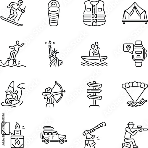 Pack of Linear Style Camping Icons 

