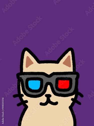 Cat hand drawn art - canvas print art - wall decoration - colorful cat - kids book - cat expression