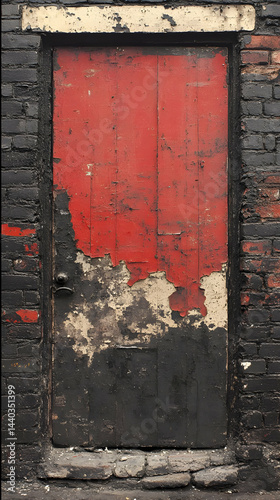 Red and Black Doorway Illustration