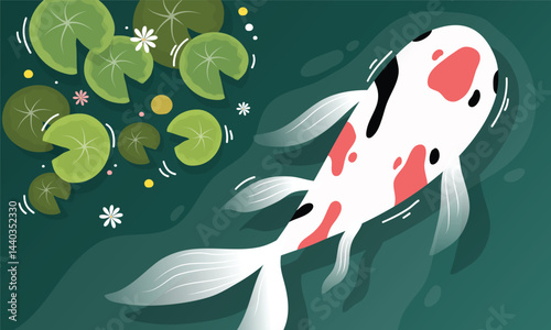koi fish on lily lake