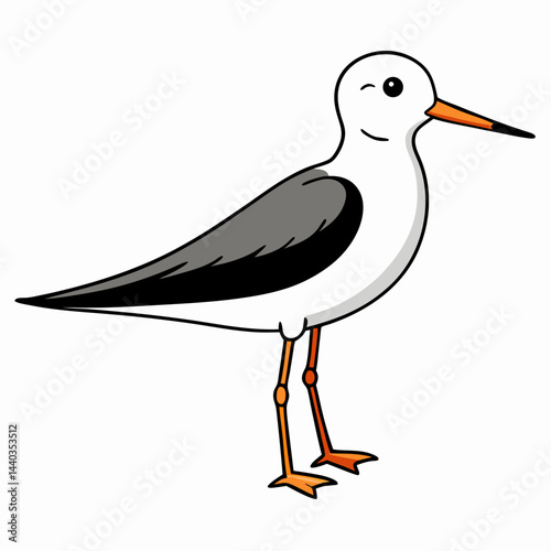 white stork on the beach