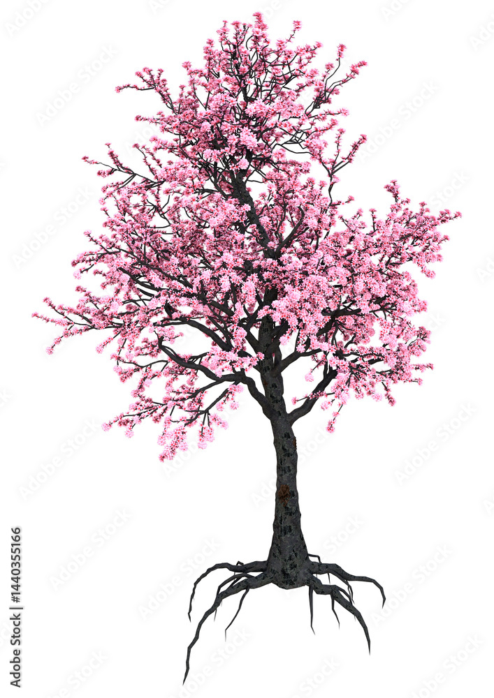 Obraz premium 3D Rendering Pink Blooming Sakura Tree on White