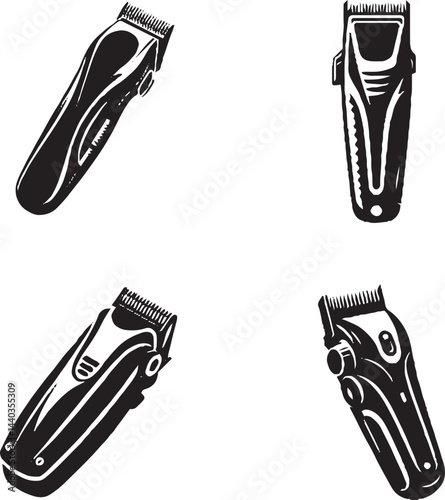Vector illustration of different types of hair clippers