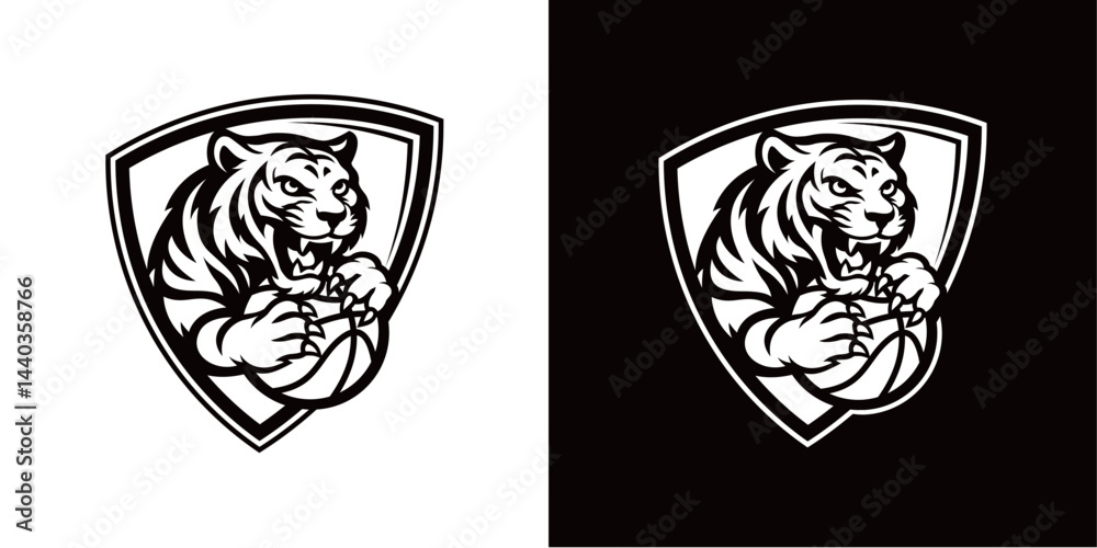 Fototapeta premium Tiger head basketball team silhouette logo
