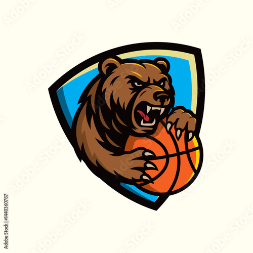 Bear head basketball team logo