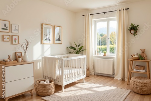 Serene and Bright Modern Nursery with White Furniture and Decor