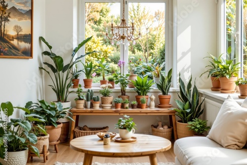 Wallpaper Mural Indoor Garden with Various Potted Plants in Bright Living Room Torontodigital.ca