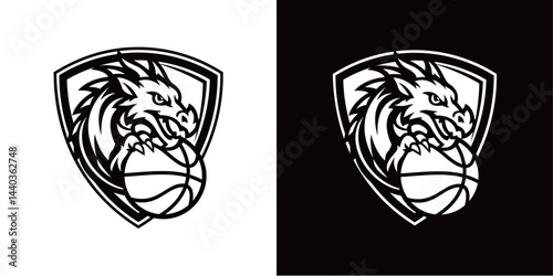 Dragon Head Basketball Team Silhouette Logo
