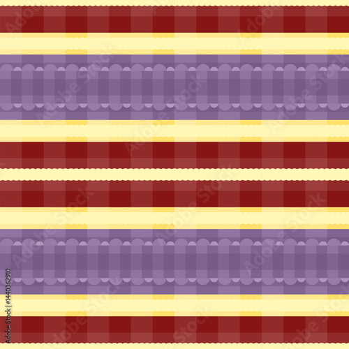Retro geometric purple red and yellow seamless pattern