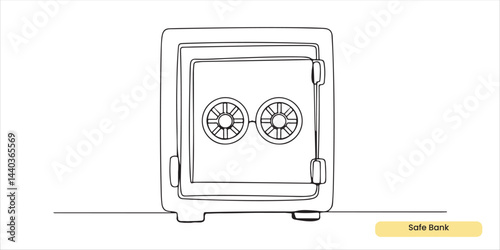 Safe Bank Box icon continuous single line art drawing sketch on white background