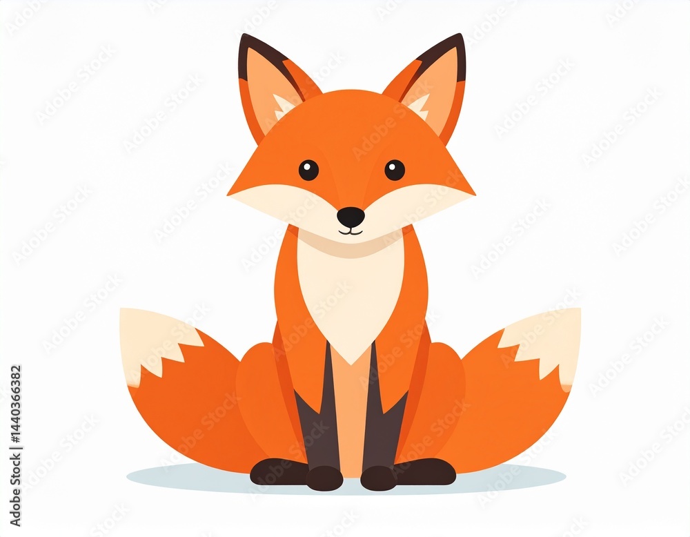 Fototapeta premium Illustration of a Cute Sitting Fox
