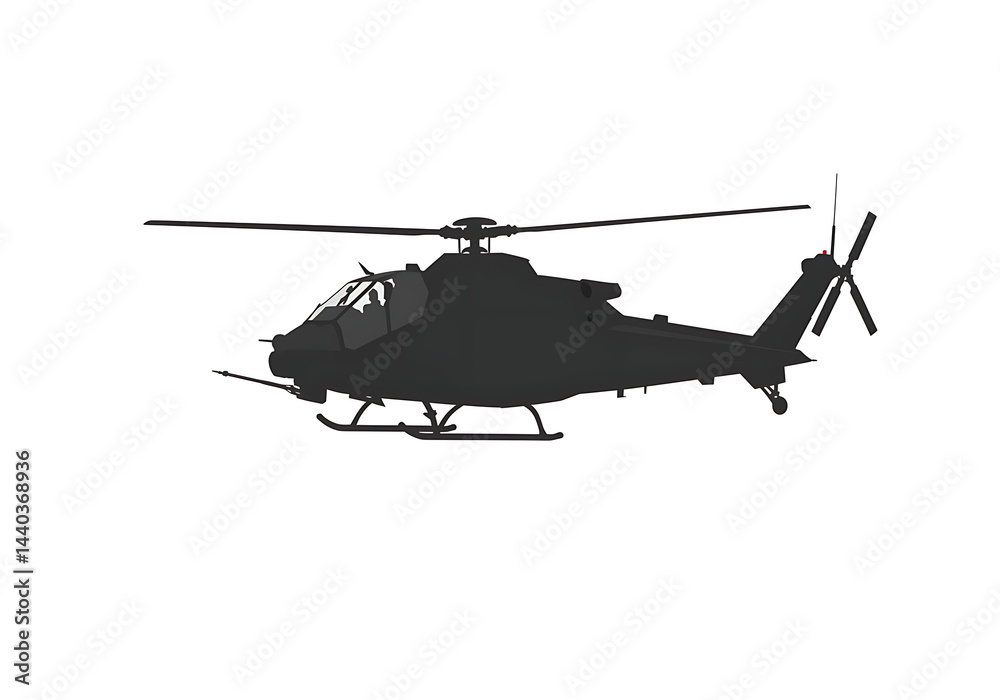 Fototapeta premium Black Helicopter Silhouette
