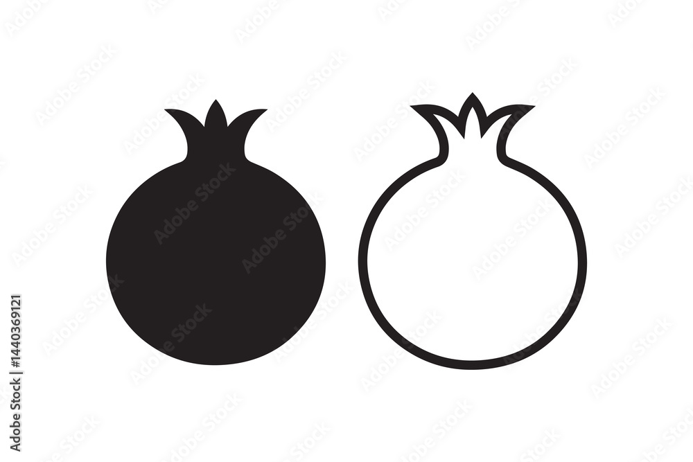 simple and unobtrusive pomegranate fruit vector silhouette illustration isolated in white background simple and unobtrusive pomegranate fruit vector silhouette illustration isolated in white background