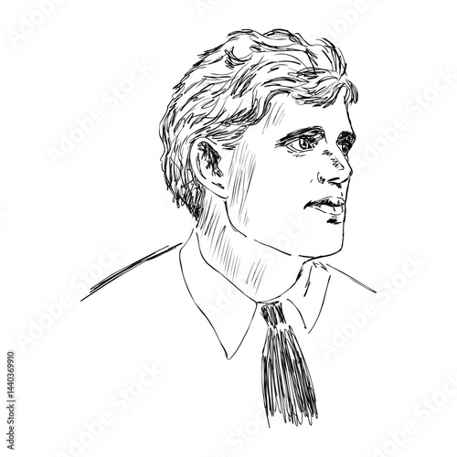 Jack London vector sketch illustration portrait