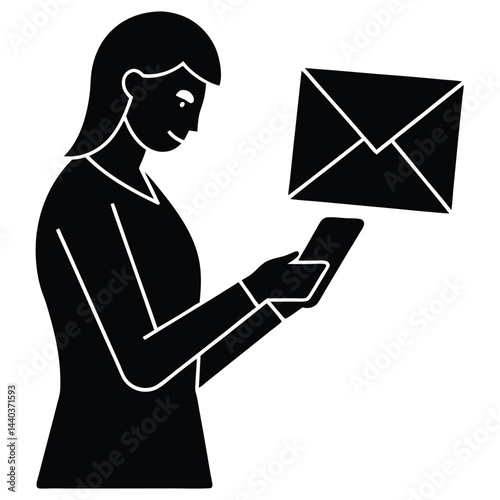 Woman Reading Email on Smartphone Device