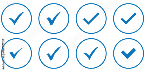 Check box icon with correct, accept checkmark icons tick box checked. Check mark icon symbols vector.