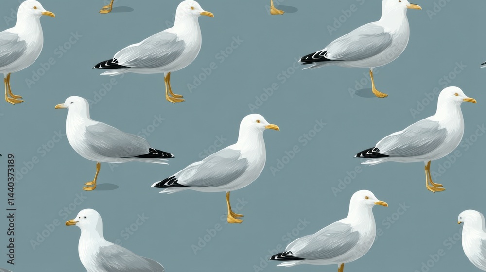 Obraz premium painted seagull patern