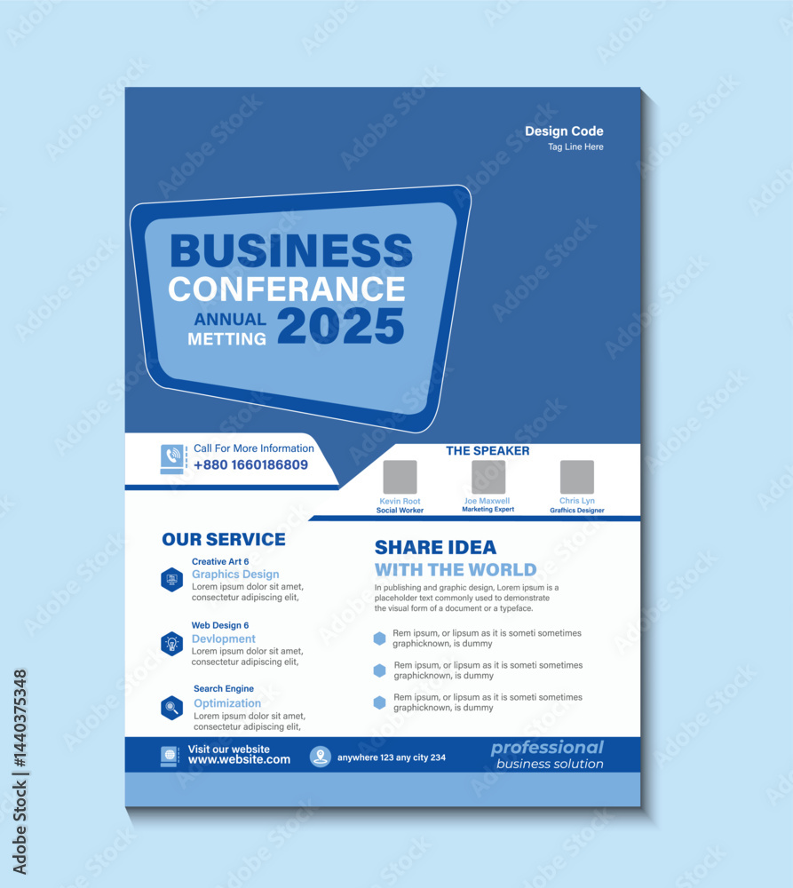 Fototapeta premium Professional business conference social media flyer template. Perfect for promoting seminars, workshops, meetings, and corporate events. Modern, clean, customizable, and ideal for business branding.