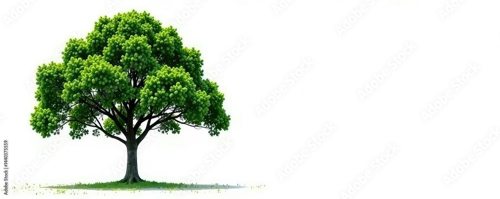 Fototapeta premium Towering tree against a bright white backdrop with a sense of grandeur, isolated, deciduous, solitary