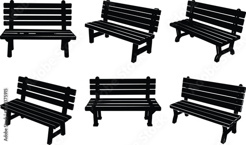 Rustic Bench silhouette vector