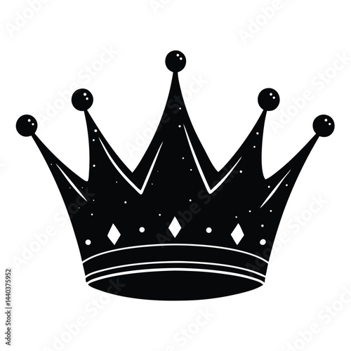 Black and White Simple Crown Design Illustration