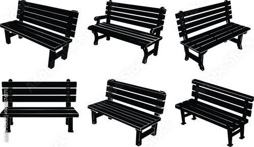 Rustic Bench silhouette vector