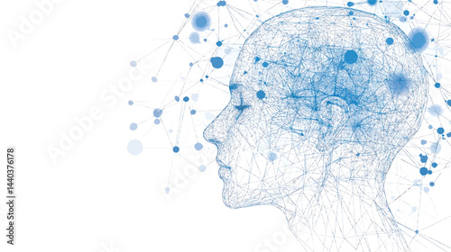 Digital Brain Network Head Profile Technology Illustration Vector Art Design