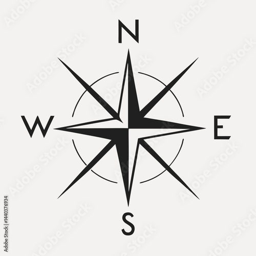 Simple Black and White Compass Rose Graphic Design