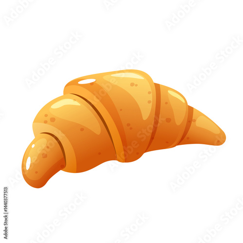 French Pastry fresh croissant for breakfast time isolated on white background.