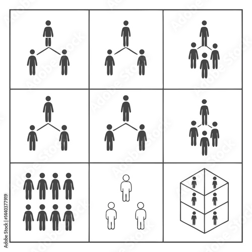 Organizational Chart Icons Hierarchy and Team Structures