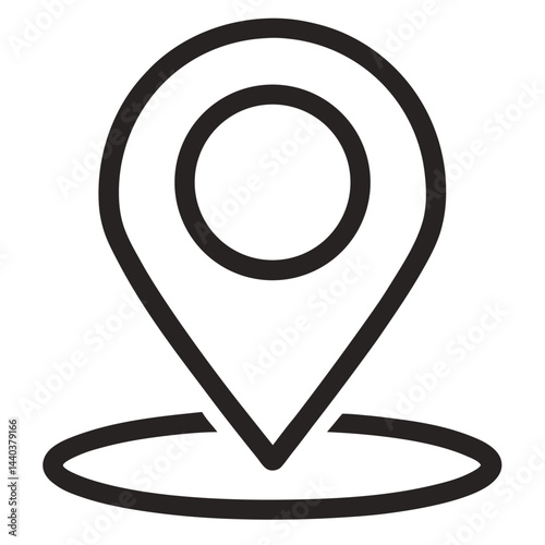Simple Black Outline Location Pin Icon Graphic