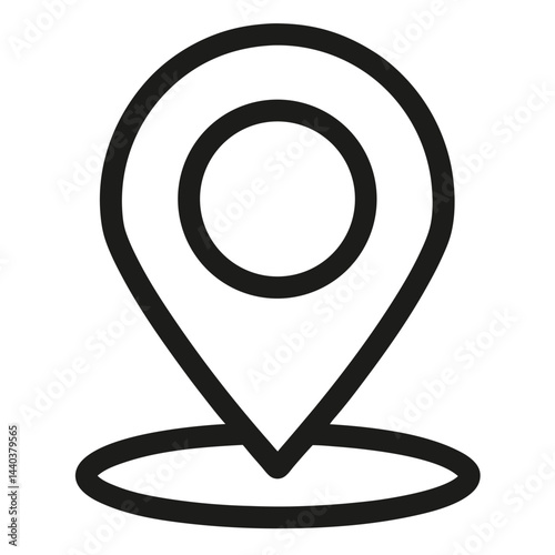 Simple Black Outline Location Pin Icon Graphic