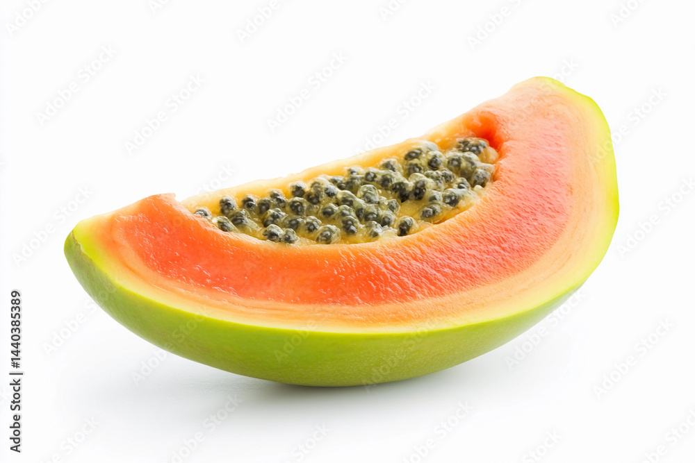 Fresh papaya slice isolated on a white background Generative AI