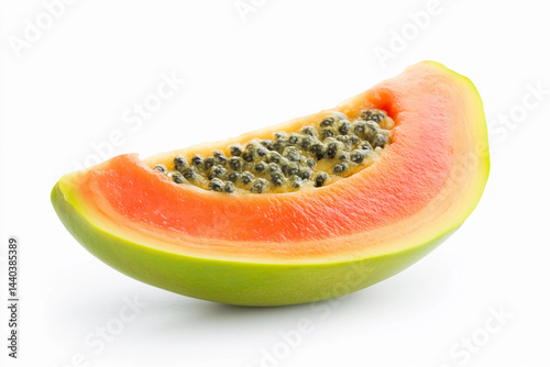 Obraz na płótnie Fresh papaya slice isolated on a white background Generative AI w salonie